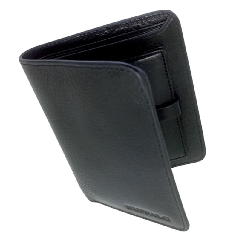 buffalo-pure-leather-wallet-black Men’s buffalo genuine leather wallet model B17 in black