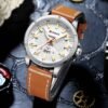 Side view of CURREN 8376 waterproof men’s analog leather strap watch