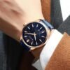 Elegant CURREN 8366 Blue Dial Analog Watch for Men