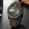 Front view of CURREN 8301 men’s quartz leather strap wristwatch