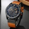 Man wearing CURREN 8301 men’s quartz leather strap watch