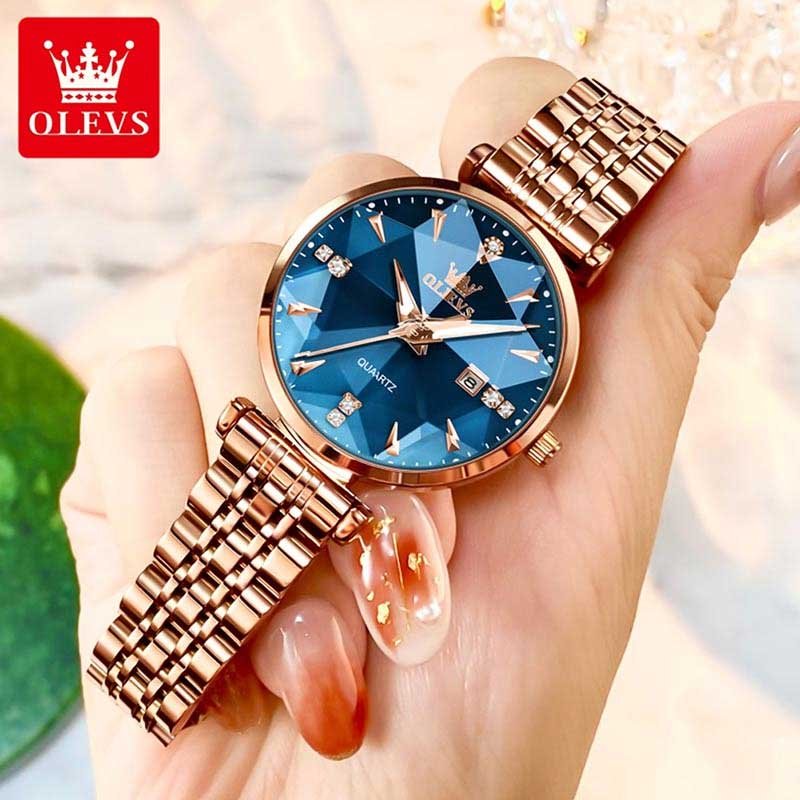 olevs-womens-analog-watch-5536 OLEVS 5536 Rose Gold Stainless Steel Women’s Analog Watch