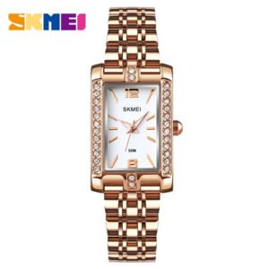 SKMEI 1690 Rose Gold Ladies Watch with Rhinestone Dial