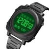 SKMEI 1726 stylish black digital watch with stainless steel strap