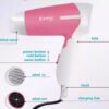 Compact electric hair dryer KM-6830 by Kemei pink