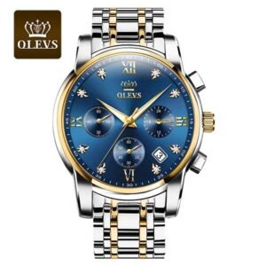 OLEVS 2858 men’s stainless steel analog watch front view