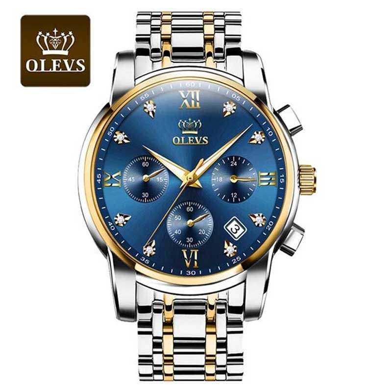 olevs-mens-analog-watch-2858-1 OLEVS 2858 men’s stainless steel analog watch front view